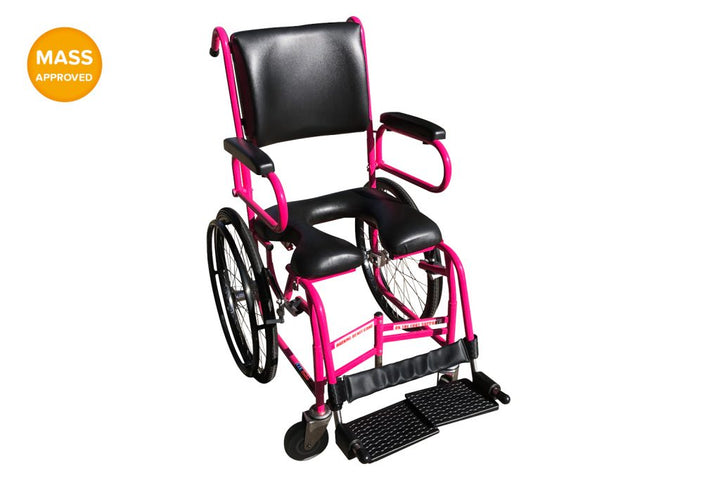 K.I.S. MOBILE SHOWER COMMODE – SELF-PROPELLED- 
Crafted with Excellence in 304 Grade Stainless Steel
The K.I.S. MSCSP wheelchair is a testament to quality, made from robust 304-grade stainless steel tube and cust- Surgical EngineeringWheelchair Supplier Brisbane - K.I.S